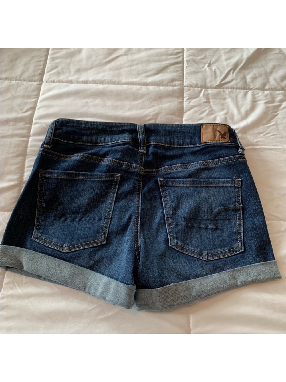 American Eagle Outfitters Dark Blue Cuffed Denim Shorts